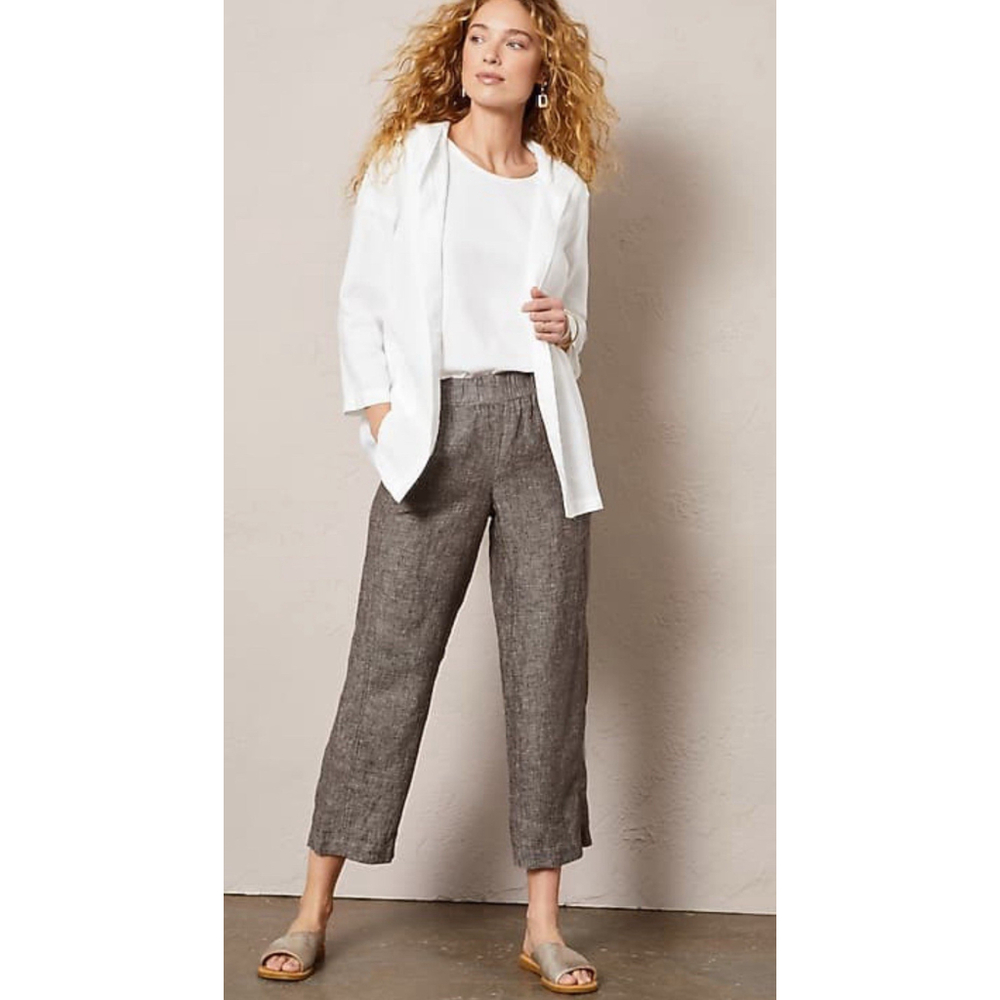 J. Jill Love Linen Size XL Petite PXL Women Cropped 100% Linen Pants Workwear